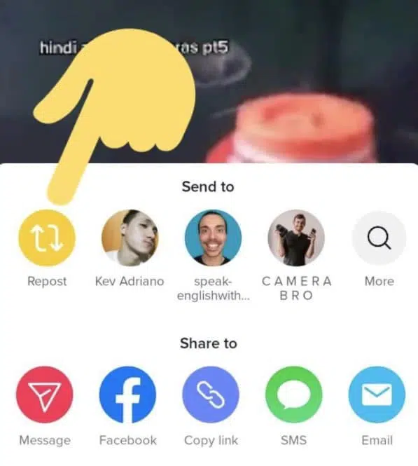 bouton repost tiktok